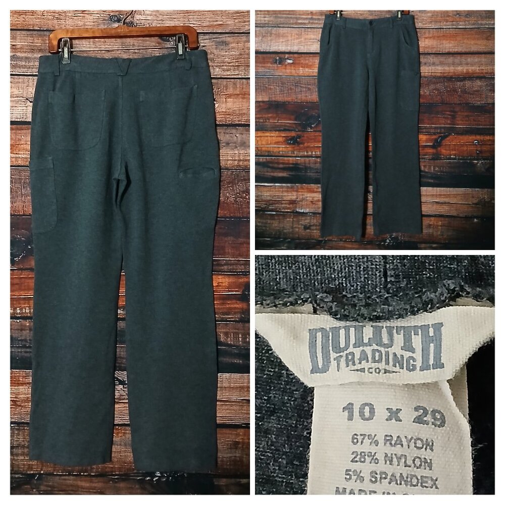 Duluth Cargo Pants 10 Soft Ponte Knit Gray Utility Stretch